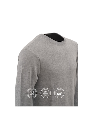 Elemge Pamuklu Erkek Sweatshirt Gri Soft Touch Relax Fit Basic Bisiklet Yaka 3 Iplik Nefes Alan