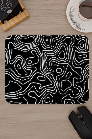 Siyah Beyaz 22x18 Taraftar Gaming Oyuncu Mouse Pad Kaymaz Taban Küçük Klavye Fare Altlığı Topography