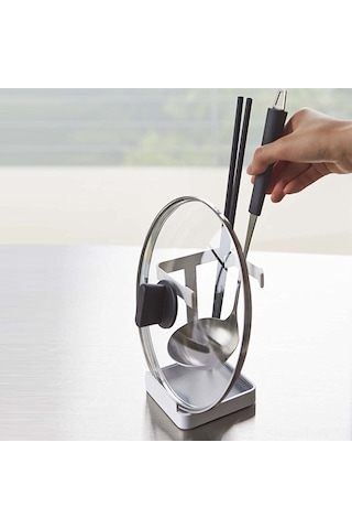 Tenfowee Beyaz Demir Mutfak Rakımı - Kova Kapak, Kaşık Ve Spatula İçin Çok Fonksiyonlu, Su Toplama Tanklı, Boşluk Tasarrufu Eden A Modeli 10x12x15 Cm Diğer