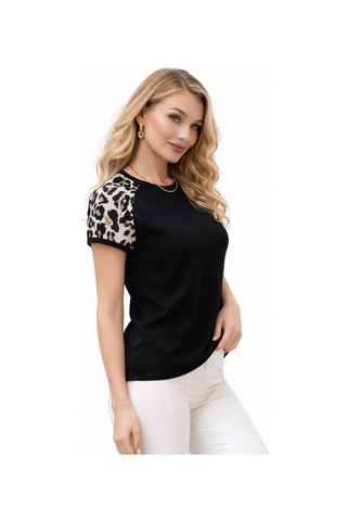 Kadın Triko Kısa Kol Bluz 12861 Bgl-st05307 Siyah