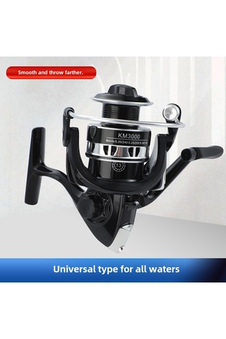 Reedark Tam Metal Kafa Ve Bobinli Km6000 Siyah Spinning Makinesi - Deniz Kamışı İçin Dayanıklı Olta Makinesi - Toplu Alım 50 Adet