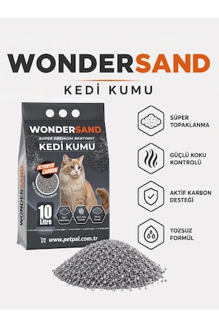 Wondersand Aktif Karbon Süper Premium Bentonit Kedi Kumu 2 x 10 L