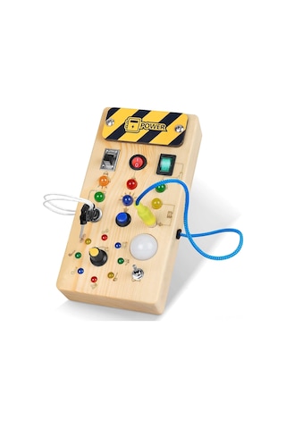 Geeroyoo Bebekler İçin Montessori Eğitici Ahşap Devre Led Işıklı Anahtar Panosu