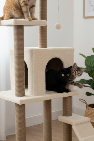Tr Pet Kedi Tırmalama Kedi Evi Ve Kedi Oyun Evi Bej