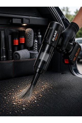 Glanz Aero V1 Kablosuz Araç Süpürgesi 220w 22000pa Güçlü Vakum Ve Üfleme Özellikli Şarjlı Oto Süpürge 0 - 250 Watt