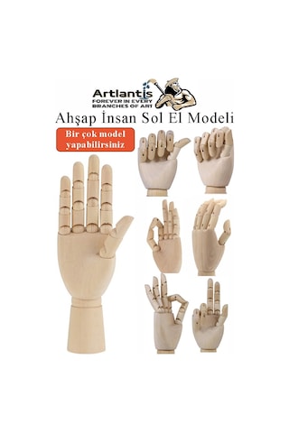 Ahşap Sağ El Modeli 18 Cm 1 Adet Sağ El Maketi Çoçuk Ahşap Manken Sağ El Parmak Model Hareketli Esnek Eskiz Çizim Boyama