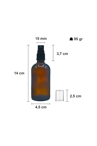 Afracam Amber 100 Ml Kapaklı Sprey Dezenfektan Cam Şişe 20 Adet Siyah