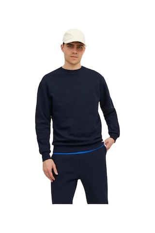 Jack & Jones 12249341 - Bisiklet Yaka Erkek Sweatshirt Lacivert