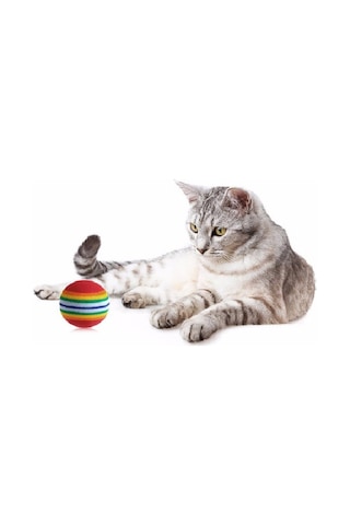 Schulzz Kırmızı Şeritli Orta Sert Kedi Topu 3.6 CM