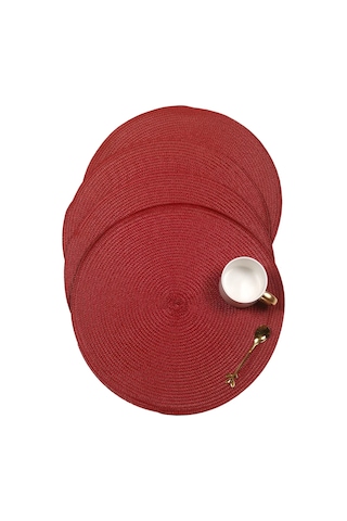 Amıkon Masa Örtüsü Yuvarlak Yer Minderleri Servis Peçeteleri 4 Adet 143448567 Kırmızı