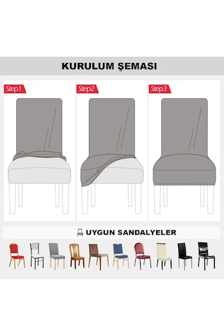Bambu Nano Kumaş Likralı Yıkanabilir Sandalye Kılıfı Lastikli Tekli Sandalye Örtüsü