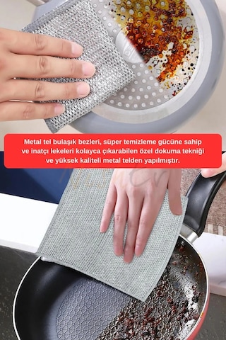Premium Çift Katlı Çizilmez Tel Bulaşık Bezleri 10 Adet
