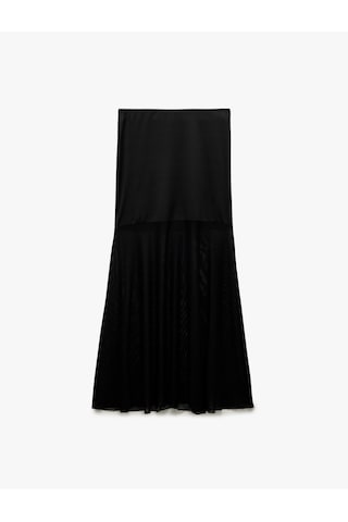 Koton Slim Fit Standart Bel Transparan Tül Detaylı Uzun Etek Siyah 5sak10637ek Siyah