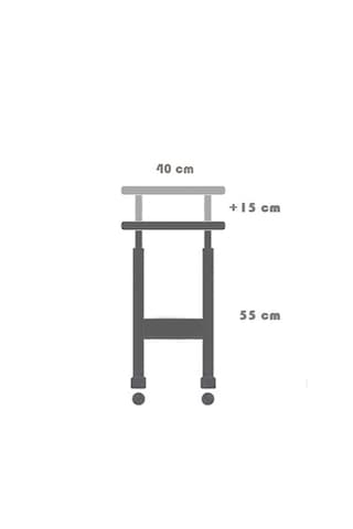 Yükseklik Ayarlı Zigon Dikey Sehpa Atlantik Çam Beyaz - 45x40 Oval Kenar Tekerlekli