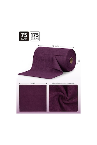 Çok Amaçlı Rulo Mikrofiber Temizlik Bezi 30x30 75 Yapraklı Koyu Mor Mor