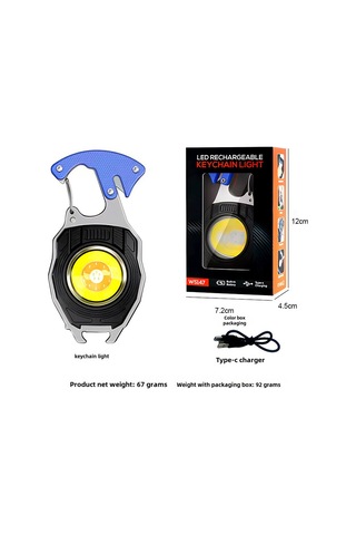 Maiyame Led Çalışma Lambası Anahtarlık - Usb Şarjlı, Sigara Ateşleyici, Taşınabilir Kamp Işığı - 800mah Güçlü Işık - W5147 Mavi Kutulu