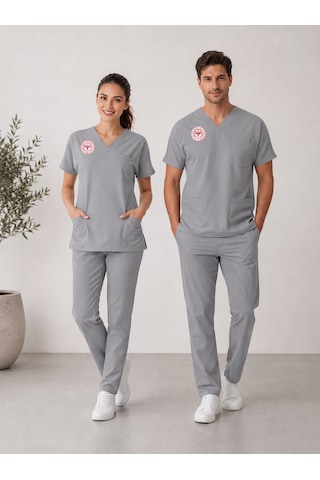 Teknik Hizmetler Forması Scrubs Likralı Takım Sağlık Bakanlığı Uyumlu-neutral Gray