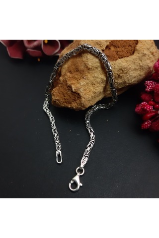 925 Ayar Gümüş Kare Kral Bileklik 2.6  Mm