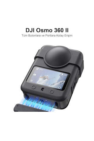 Newdaki Djı Osmo 360 / Osmo 360 2 Uyumlu Lens Kapaklı Silikon Koruma Kılıfı Siyah