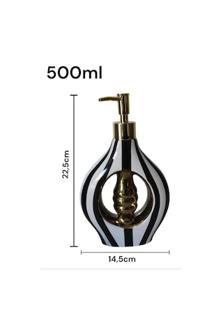 Porselen 500ml Sıvı Sabunluk Siyah Beyaz K282