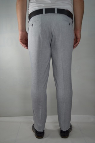 Slim Cizgili Erkek Pamuklu Pantolon Gri