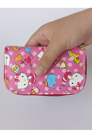 Tovyamade Suni Deri Desen Baskılı Cüzdan,kartlık,bozukpara Beyaz - Pembe