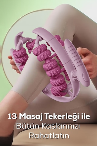 13 Tekerlekli Selülit Karşıtı Masaj Rulosu 360 Derece Bacak Boyun Kol Sıkılaştırıcı Masaj Aleti