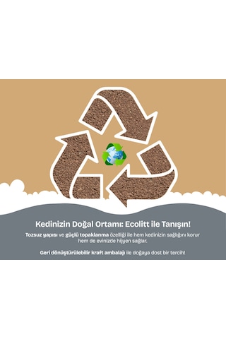 Toi Moi Ecolitt Ultra Koku Hapseden Kraft Pakette Topaklanan Kahverengi Bentonit Aktif Karbonlu Kedi Kumu 2 x 8 KG