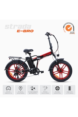Strada E-bro 20 Jant Elektrikli Bisiklet Kırmızı