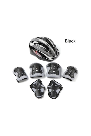 Siyah Spor Çocuklar Paten Bisiklet Emniyet Kask Güvenlik Görevlisi Diz Dirsek Pedi Bisiklet Kask Koruma Siyah