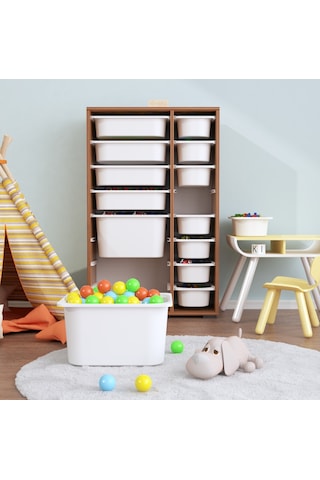 Rine 14 Sepetli Çok Amaçlı Oyuncak Dolabı Tropik Ceviz 2d4k8u Ceviz