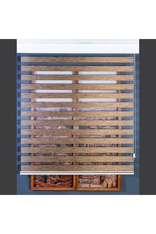 Kidmex Ithal Bambu Kahverengi Bambu Stor Zebra Perde Etek Dilimsiz