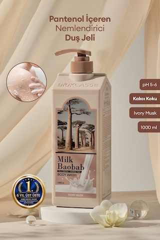 Pantenol İçeren Nemlendirici Duş Jeli Mılk Baobab Original Body Wash Ivory Musk Hindistan Cevizi