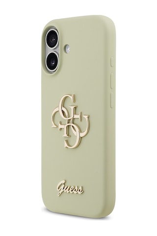 Apple Uyumlu iPhone 17 Kılıf Guess Lisanslı Grained Yazı Logolu Kapak Yeşil Yeşil