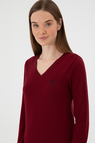 U.S. Polo Assn. Kadın Bordo V Yaka Basic Kazak 50313590-VR014