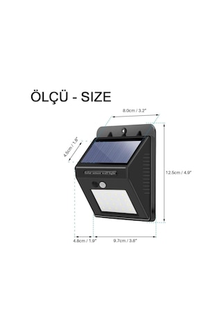 Pır Cdr Dim Sensörlü 20 Led Solar Güneş Enerjili Su Geçirmez Duvar Lambası
