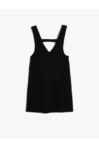 Koton Jile Elbise V Yaka Kapaklı Cep Detaylı Viskon Kumaş Siyah 5wkg80036ak Siyah