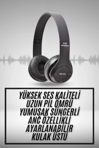 Kulak Üstü Bluetooth Kulaklık Yüksek Ses Kaliteli Ayarlanabilir Çok Renkli 13956324