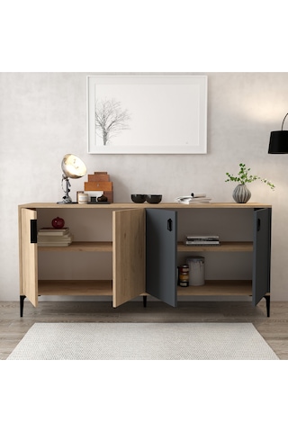 4001 Neva Konsol 180 Cm Sepet - Antrasit Tv Ünitesi - Yemek Odası - Kahve Köşesi Antrasit - Sepet Çok Renkli