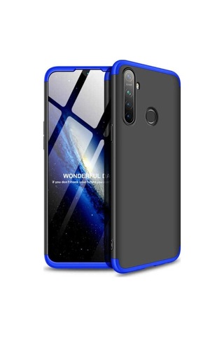 Realme 5 Kılıf Zore Ays Kapak Siyah-Mavi
