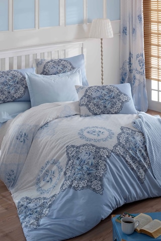 Çift Kişilik Ranforce Nevresim Takımı %100 Pamuklu Şimal Mavi