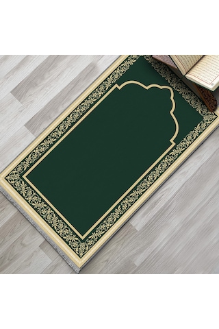 Evaşk Namazlık Dokuma Halı Kaymaz Muslumana Seccade80 x 130 Yeşil EVASK801H80