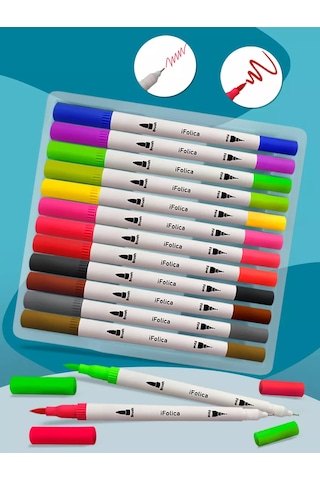 Ajfolika Çift Taraflı İşaretleyici Seti. 12 Renk. 250305284