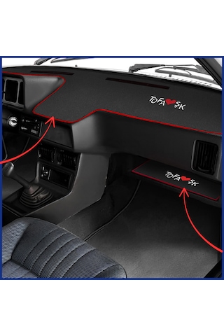 Tofaş Şahin Doğan Kartal Düşük Alçak Torpido Koruma Halısı & Alt Sehpa Halısı Nakışlı Tasarım Siyah