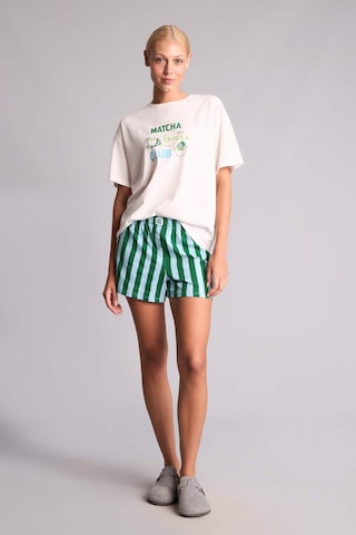 Defacto Oversıze Kısa Kollu 2li Yeşil Şortlu Pijama Takımı I0436ax26hsgn503 Yeşil-gn503