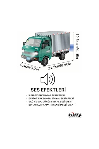 Uzaktan Kumandalı Rc Kamyonet ,buhar Atan, Şarjlı, Ses Efektli, Işıklı, Kapıları Açılan, 2.4 Ghz Yeşil