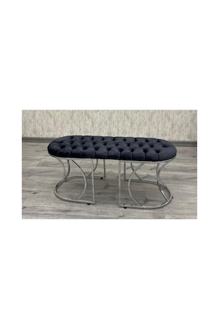 Lüks Puf Bench Gümüş Gümüş