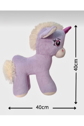 Boynuzlu Lila At Pony Unicorn 40 Cm Sevimli Konforlu: Peluş Uyku Yastığı Ve Sarılma Arkadaşı Dekoratif Oyuncak