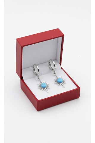 Çekirdekjewelry 925 Ayar Gümüş Rodyum Kaplama Opal Taş Küpe Gri