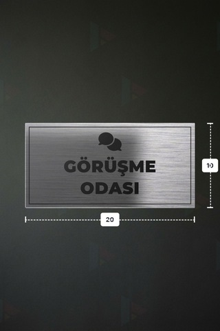 Görüşme Odası Yazılı - Metal - Gümüş Renk - Kapı İsimliği - 20x10 Cm